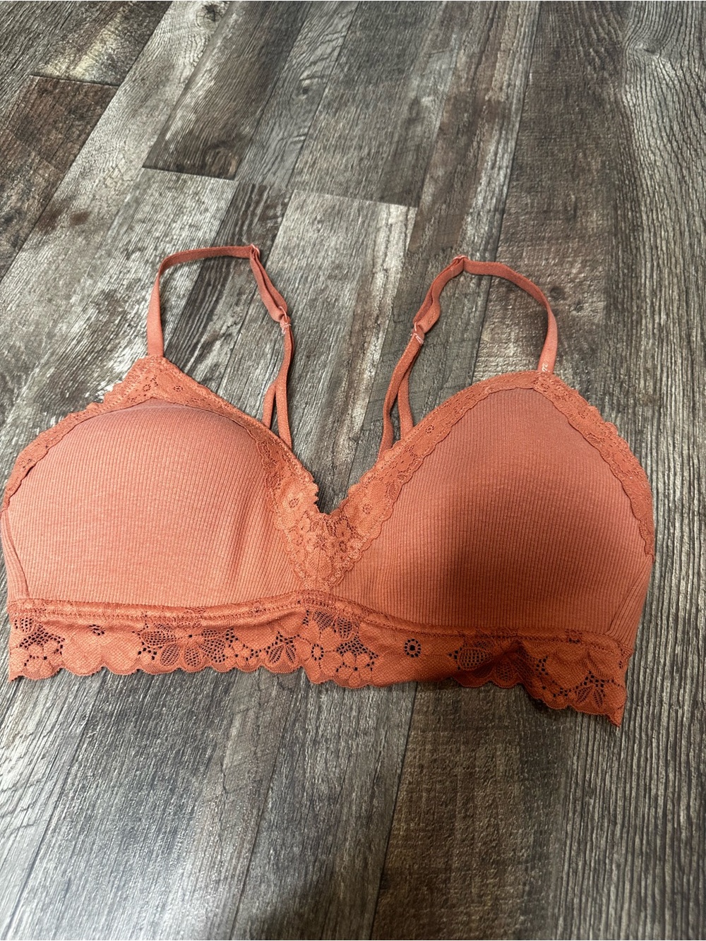 aerie Lace-Trim Bralette in Terra Cotta
